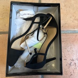 Never worn black strappy heels— box included